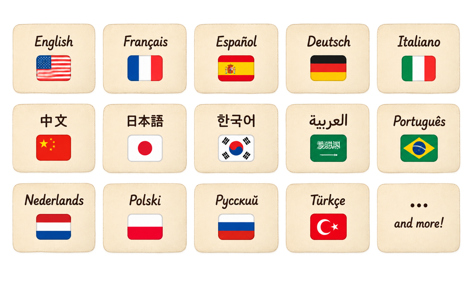 15+ supported languages